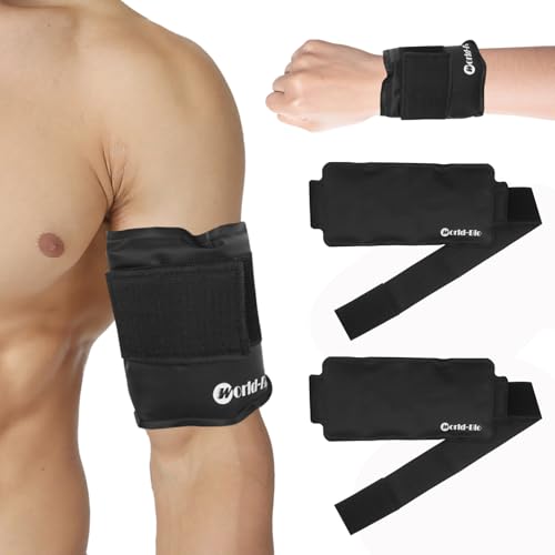 2 Pack Gel Ice Pack Wrap with Strap, Ice Pack for Injuries Reusable, Hot Cold Therapy Wrap, Elbow Ice Bag Wrap, Flexible Soft for Arm, Wrist, Hand, Foot, Ankle