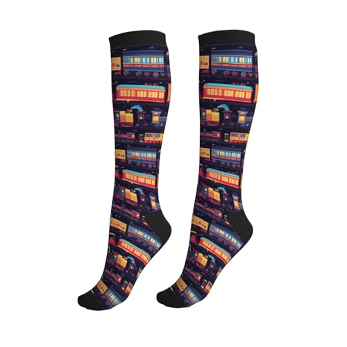 Camo Print Compression Socks Calf Knee High Support Socks Novelty For Women Men Nurse Athletic Running Hiking Travel - color: Car