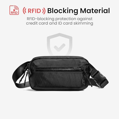 tomtoc 1.5L X-Pac Sling Bag with RFID Blocking Crossbody Pack for Men Women - color: X-Pac Black, size: 1.5L