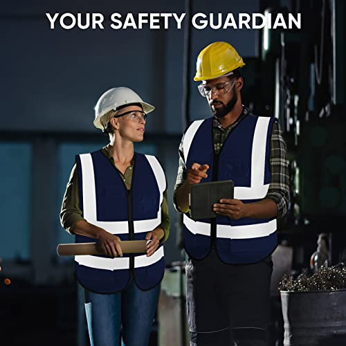 TICONN High Visibility Reflective Safety Vest for Men & Women, ANSI Class 2 - color: Blue, size: X-Large