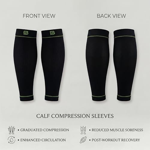 Calf Compression Sleeves Kids & Teens Shin Support Circulation 1 Pair - color: Black, size: Large