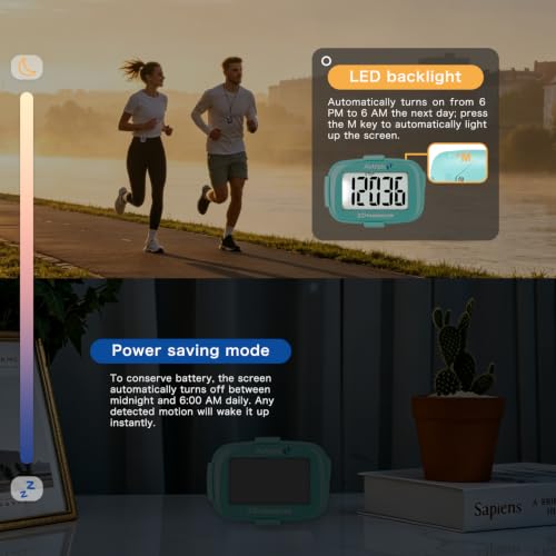 AVTREK 3D Step Counter Clip On with LED Backlight Pocket Pedometer for Walking Outdoor Activities Fitness Tracker Without Smartphone - color: green