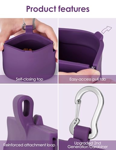 1 Cup Silicone Dog Training Treat Pouch(Purple) - color: Purple