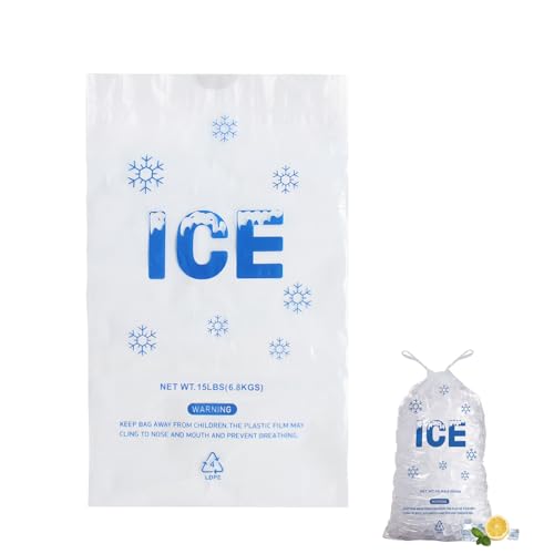 100 PACK 15 lb. Plastic Drawstring Ice Bags 14 x 24 Inch Heavy-Duty Plastic Ice Bags with Draw String (2.8mil Thickness) - style: 14x24inch(100pack)