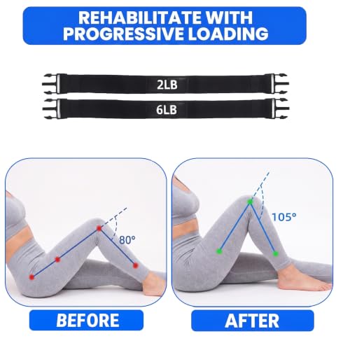 Knee Recovery Strap for Post-Surgery Rehab - Recover from Knee Replacement, ACL, MCL- Physical Therapy Aid for Bed Mobility, Seniors & Elderly, Foot & Calf Stretcher for Plantar Fasciitis