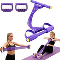 Pedal Resistance Band with Handle,10 Adjustable Levels, 8-80 LBS - color: 10-Tube Purple