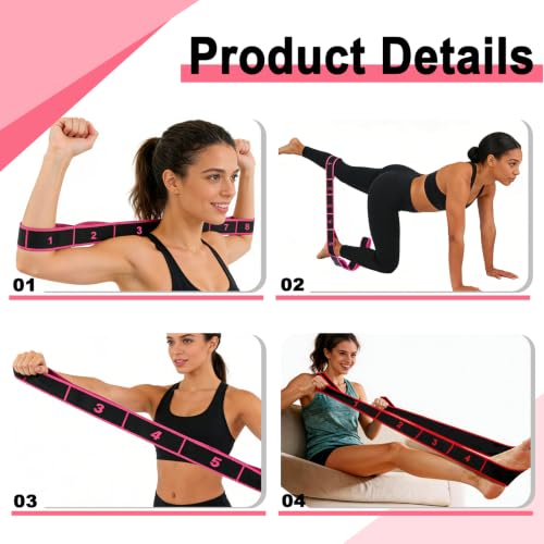 5 Pack Fitness Resistance Bands, Numbered Resistance Bands for Glutes, 8-Section Elastic Training Bands for Yoga, Stretching, Pilates, Fitness