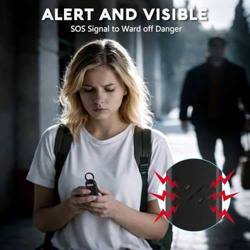 Personal Safety Alarm for Women, Works with Apple Find My, 135dB SOS Siren with Strobe Light, Anti-Loss Pull Pin, Type-C Rechargeable Keychain Alarm, iOS Only