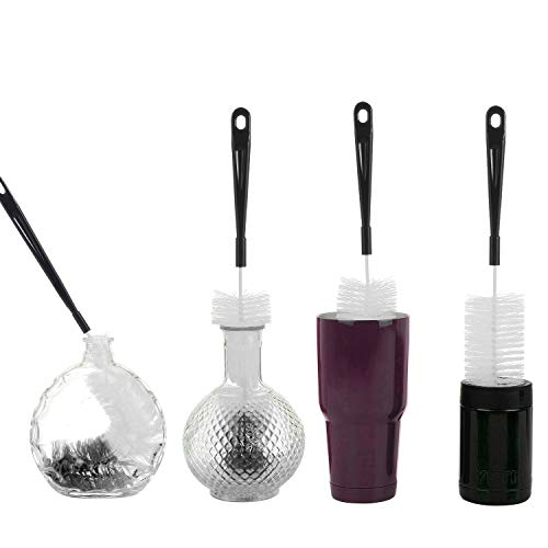 ALINK 16 inch Extra Long Black Bottle Cleaning Brush Cleaner for Washing Narrow Neck Beer/Wine/Thermos, Sport Well/Brewing Bottles/Hummingbird Feeder - color: Black