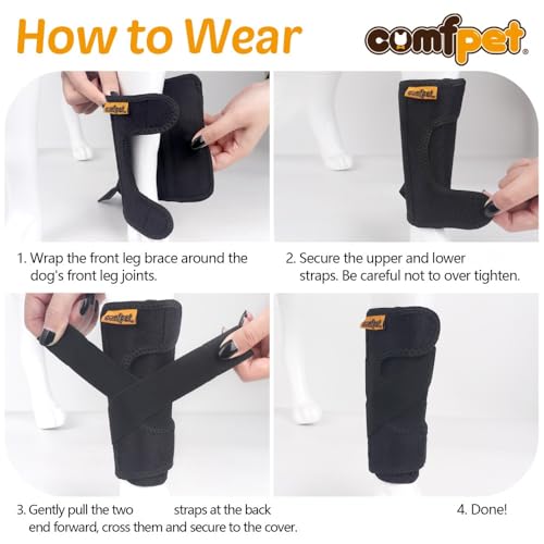Dog Front Leg Brace, Dog Leg Support Wrap & Plastic Bar Stabilizers - size: L