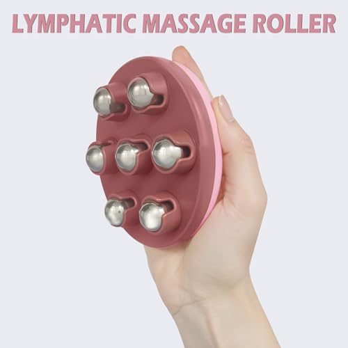 Lymphatic Massage Roller for Cellulite Remover Body Sculpting - Handheld Cellulite Massage Tool for Body Bloat Blood Circulation Lymphatic Drainage Pink - color: Pink