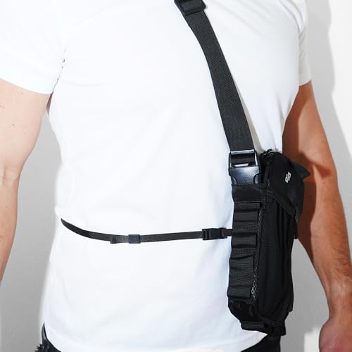 Modular NO-BOUNCE Rave Fanny Pack & Anti-Theft Sling Bag for Men - color: BLACKOUT