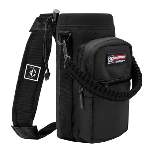 NATURE PIONEOR 26-128 oz Insulated Water Bottle Carrier Holder with Strap - color: Black, size: 18-26oz