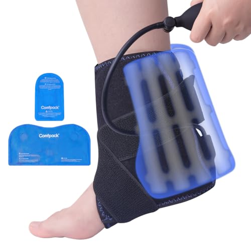 Comfpack Compression Ankle Ice Pack Wrap for Foot Pain Relief