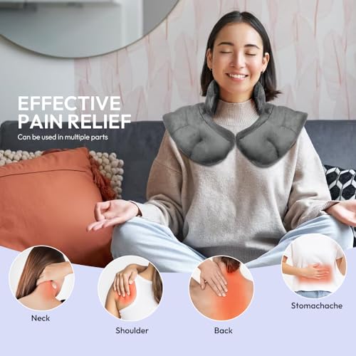 Microwavable Heat Pad for Neck and Shoulders, Warm Compress Wrap, Grey - color: Heat Pad06 -Grey