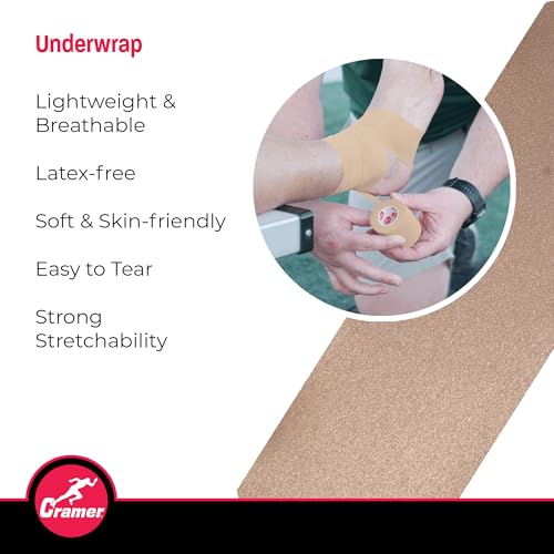 Cramer Tape Underwrap, Sports PreWrap for Athletic Ankle, Wrist, and Injury Taping Jobs, Hair Tie, Headband, Patella Support, Pre-Wrap Athletic Tape Supplies, 2.75" X 21 Yard Roll of Pre Wrap , Beige - color: Beige