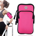 Sports Armband, Running Gym Universal Smartphone Arm Bag with Earphone Hole Multifunctional Pockets foriPhone 15, 14, 13, 12, 11 Pro Max, Xs, Xr, X, 8 Plus, SE, Galaxy S22 Ultra and More - color: Rose Red