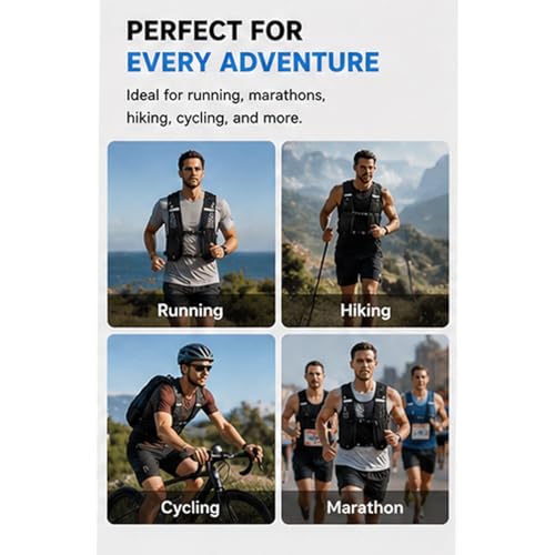 Running Vest Backpack, 120G Lightweight Running Pack with Phone Holder and Bottle Pocket, Reflective Adjustable Running Vest for Marathon, Hiking, Cycling, Men Women