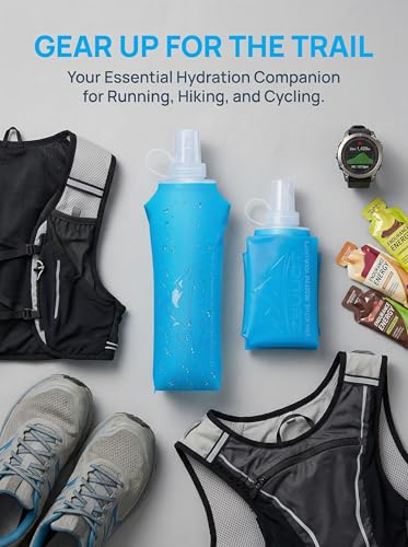 Zelvot Running Vest Collapsible Water Bottle, TPU 500ml Soft Flask (Blue) - color: Blue, size: 16.9 Ounces