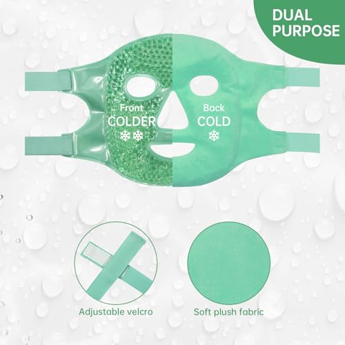ZNÖCUETÖD Face Ice Mask Facial Ice Packs Gel Hot Cold Compress for Women - color: Green