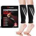 Calf Compression Sleeves for Men & Women (1 Pair), Footless Compression Socks for Leg Support, Shin Splints, Running, Fitness, Travel, Breathable Nylon & Spandex Calf Sleeves, Black - size: S/M (Calf Circumference 11″-15")