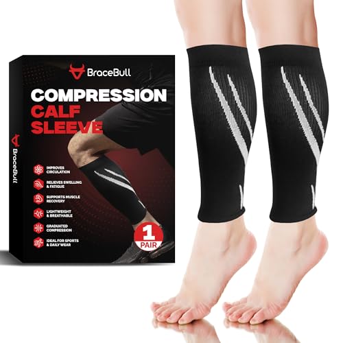 Calf Compression Sleeves for Men & Women (1 Pair), Footless Compression Socks for Leg Support, Shin Splints, Running, Fitness, Travel, Breathable Nylon & Spandex Calf Sleeves, Black - size: XXL (Calf Circumference 13.4″-16.9")