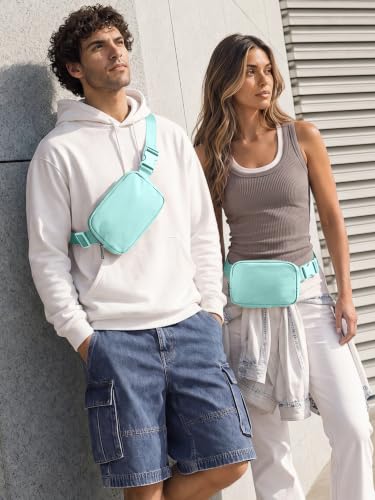 ODODOS Unisex Mini Belt Bag with Adjustable Strap Small Fanny Pack for Workout Running Traveling Hiking, Icing Blue - color: Icing Blue