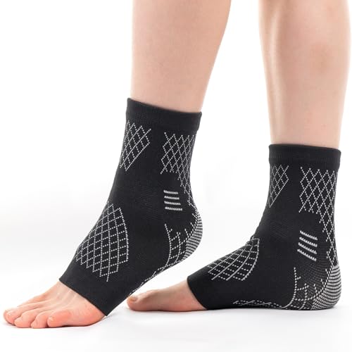 INDEEMAX 2 Pack Ankle Brace & Ankle Compression Sleeve for Women Men - color: Black, size: Medium