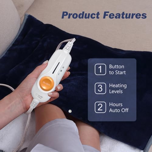Gintao Electric Heated Foot Warmers for Feet,22"×20" Soft Foot Heating Pad - color: Blue