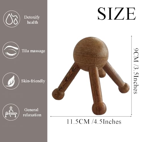 OULIGET Wooden Trigger Point Massage Tool,Spider Shape 5 Legs Massager,Scalp Massager Scraping Tool for Back,Neck,Shoulder and More - style: Five Claw Massager