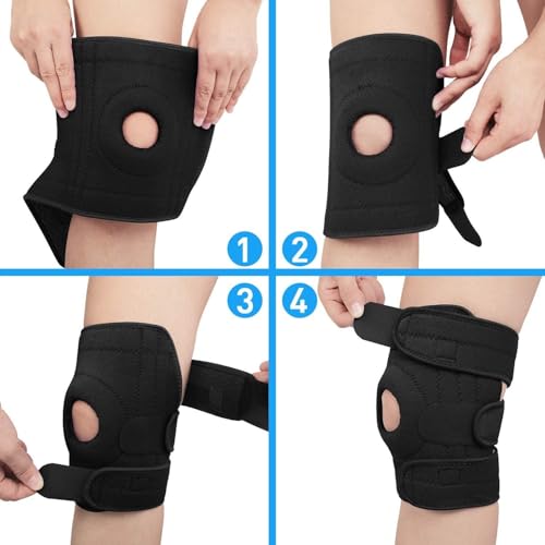 NADUSEP Knee Brace for Men Women, Adjustable Compression Sleeve Wrap Patellar Pad Tendon Knee Support Knee Strap for Running Sport Workout (short)
