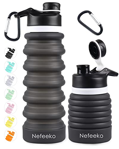 Nefeeko Collapsible Water Bottle, 26oz Silicone Foldable Water Bottles - color: E