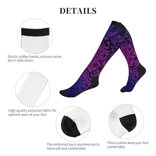 Compression Socks Women Knee High Support Circulation Stockings for Running Cycling Flying - color: Paisley