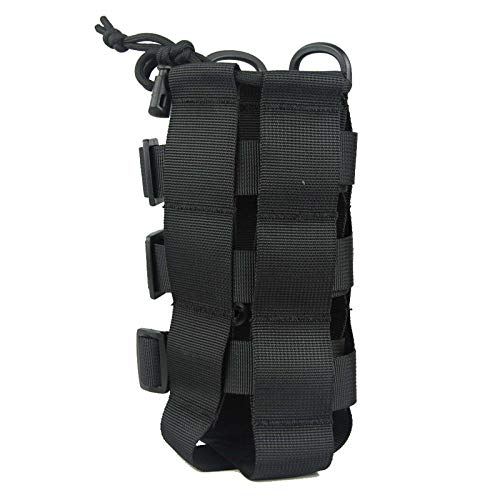 Molle Tactical Water Bottle Holder Pouch Adjustable for 16oz-50oz Bottles - color: Black