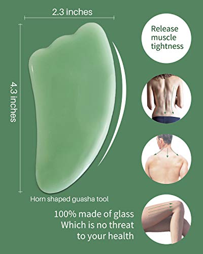 MoHern 4 Pcs Gua Sha Massage Tools for Face and Body, Light Green
