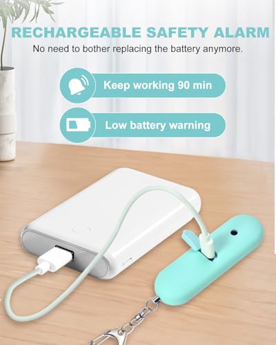 Personal Safety Alarm for Women - Waterproof Rechargeable Security Alarm - 140dB Extra Loud Siren with SOS Strobe Light - Self Defense Keychain for Women Girls Teens Seniors(Blue) - color: Blue