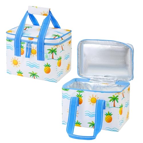 VENO 2 Pack Insulated Lunch Bags, 12 Can, Water-Resistant, Tropical Island - color: Tropical Island, size: 10.63"W x 8"H x 6.7"D - 2 Pack