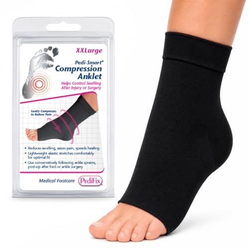 Pedifix Compression Ankle Sleeve, Foot & Ankle Support, Black, XXL 1 Sleeve - color: Black, size: XX-Large