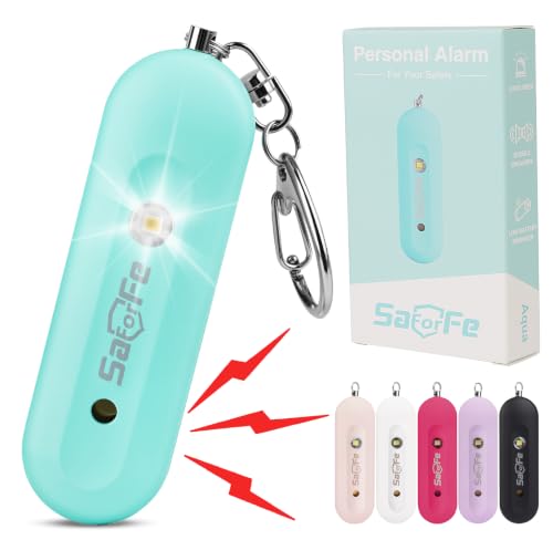 Personal Safety Alarm - Waterproof Rechargeable Security Alarm - 140dB Extra Loud Siren & Strobe Light - Self Defense Keychain - Gift for Women, Teenagers, College Girls, Seniors (Aqua) - color: New Aqua