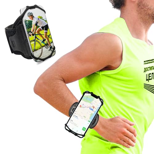 Running Wristband/Armband Phone Holder【360° Rotatable & Upgrade Anti-Drop】 - color: Black, size: Small