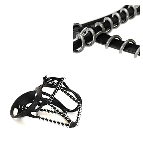 Walk Traction Cleats,Ice Cleats Anti Slip Crampons Rubber Spikes Ice Snow Grippers for Boots and Shoes for Winter Walking on Snow and Ice Climbing Hiking Mountaineering 2PCS for Man and Woman