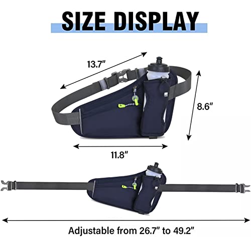 HOTEMIA Fanny Pack with Water Bottle Holder, Hydration Running Belt for Men Women Adjustable Strap Waist Bag Suitable for Hiking Running Walking Jogging Camping (Bottle Not Included)(Dark Blue) - color: Dark Blue