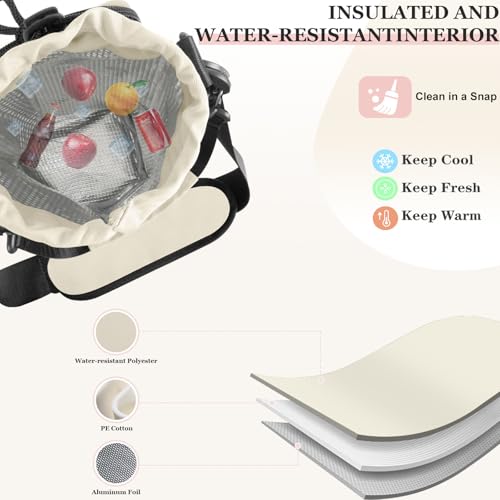 Insulated Water Bottle Carrier with Adjustable Strap - 25/32/40 oz Water Bottle Crossbody Bag with Small Purse for Hiking, Gym, Travel - color: Cream