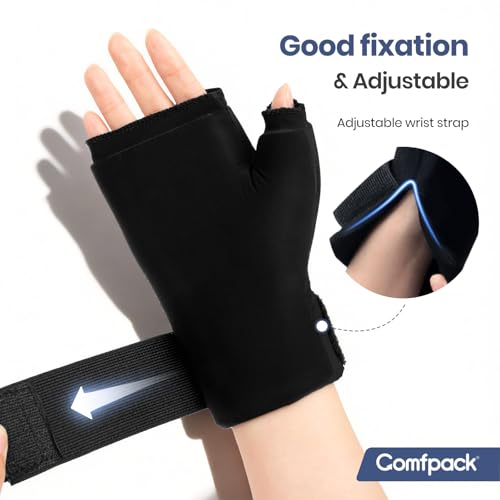 Comfpack Hand Ice Pack Glove, Soft Gel Thumb Wrist Ice Pack for Arthritis - style: Black
