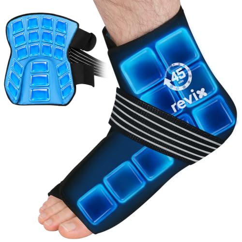 REVIX Foot Ankle Ice Pack Wrap for Plantar Fasciitis & Achilles Tendonitis