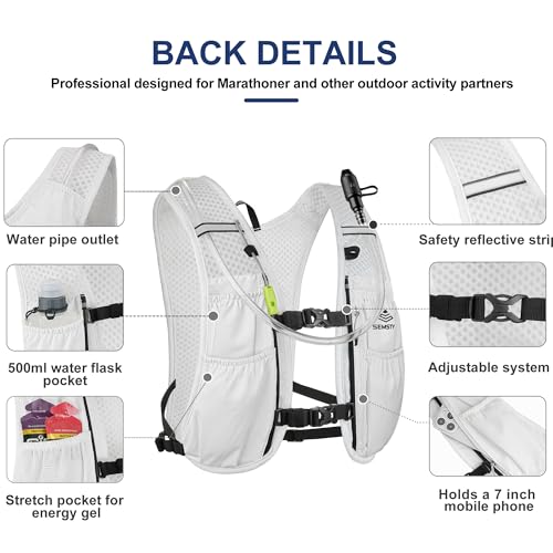 Running Hydration Vest 5L, Running Vest Pack with 1.5L Water Bladder - color: White