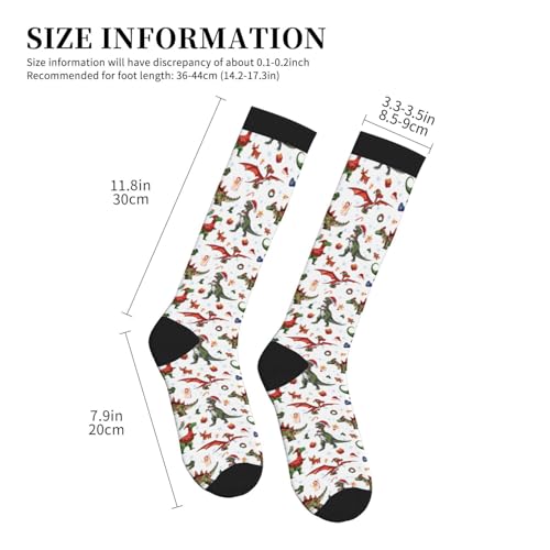 Compression Socks Knee High Circulation Support Socks For Women Men Athletic Running Hiking Travel - color: Dinosaurs Christmas