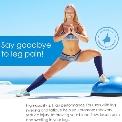 cerpite Zipper Compression Socks, 2 Pairs 15-20 mmHg Closed Toe Compression Stockings for Men Women - color: Blue-closed-toe, size: Large-X-Large