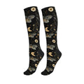 Cute Compression Socks Knee High Support Stockings Women Men - color: Moth Flower Moon