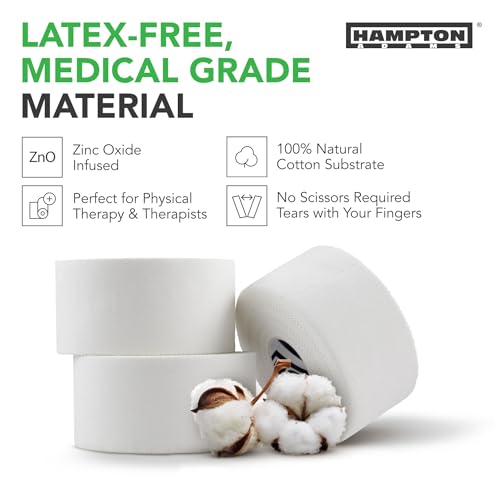 Hampton Adams Athletic Sports Tape, Very Strong, Easy Tear, No Residue - color: White (1.5 Inch)